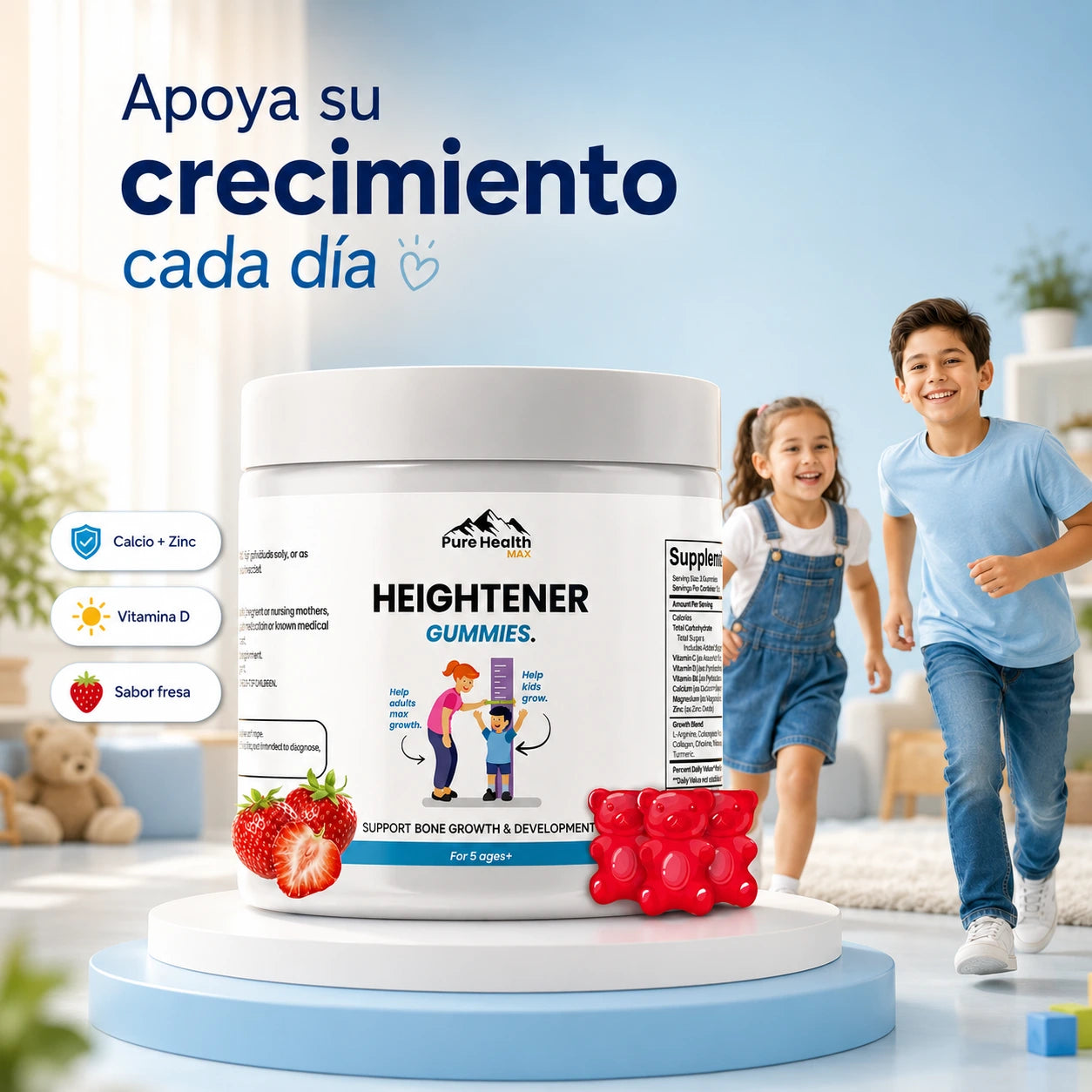 Gomitas de Crecimiento Heightener – Sabor Fresa 🍓