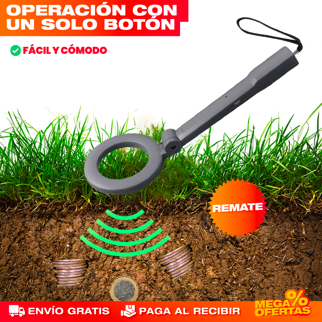 Detector de Metales Portátil – Encuentra Monedas, Joyas y Tesoros Enterrados