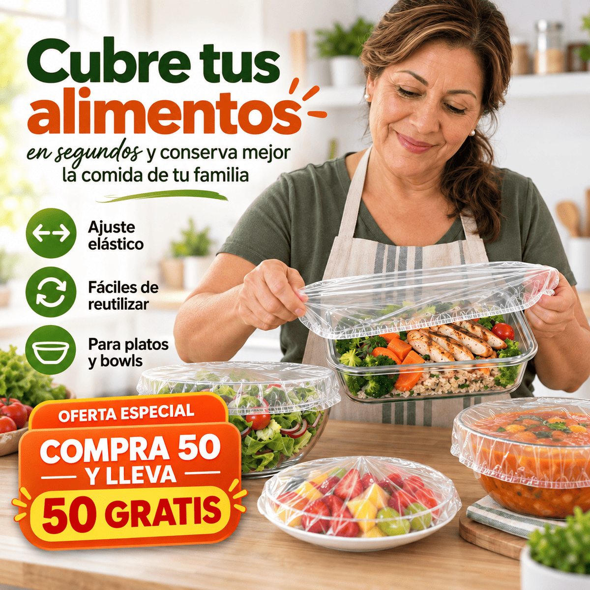 TapaYa Bolsas Elásticas — Comida Tapada en 1 Segundo | 50 + 50 GRATIS ⭐️