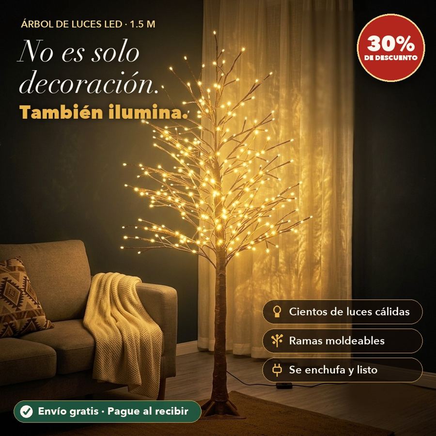 Árbol de luces LED 1.5 m de luz cálida