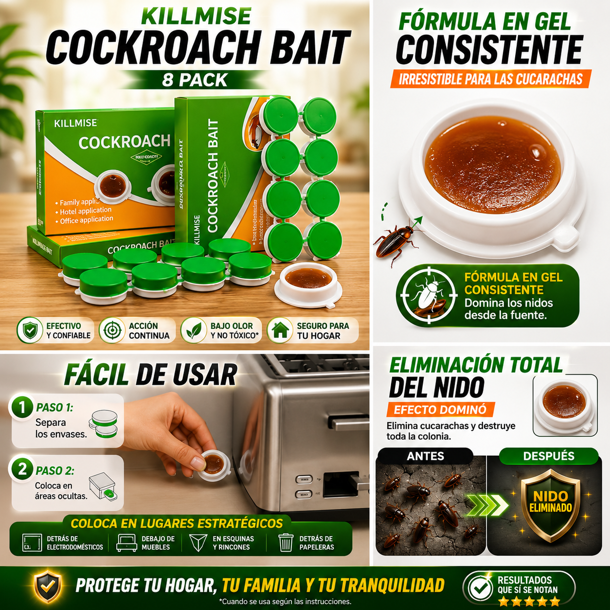 Mata Cucarachas NidoKill — Hogar Sin Cucarachas en 7 Días